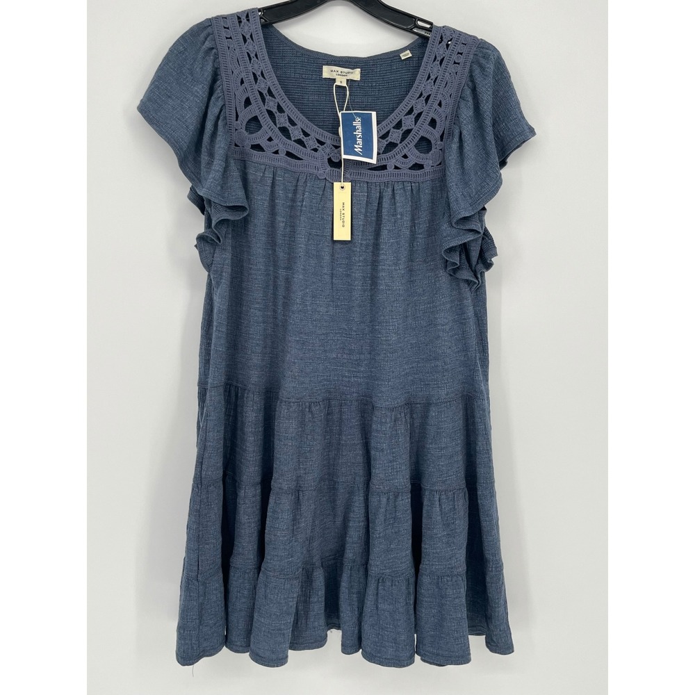 Max Studio London Crochet Lace Tiered Mini Dress Women S Ruffle Sleeve Small New